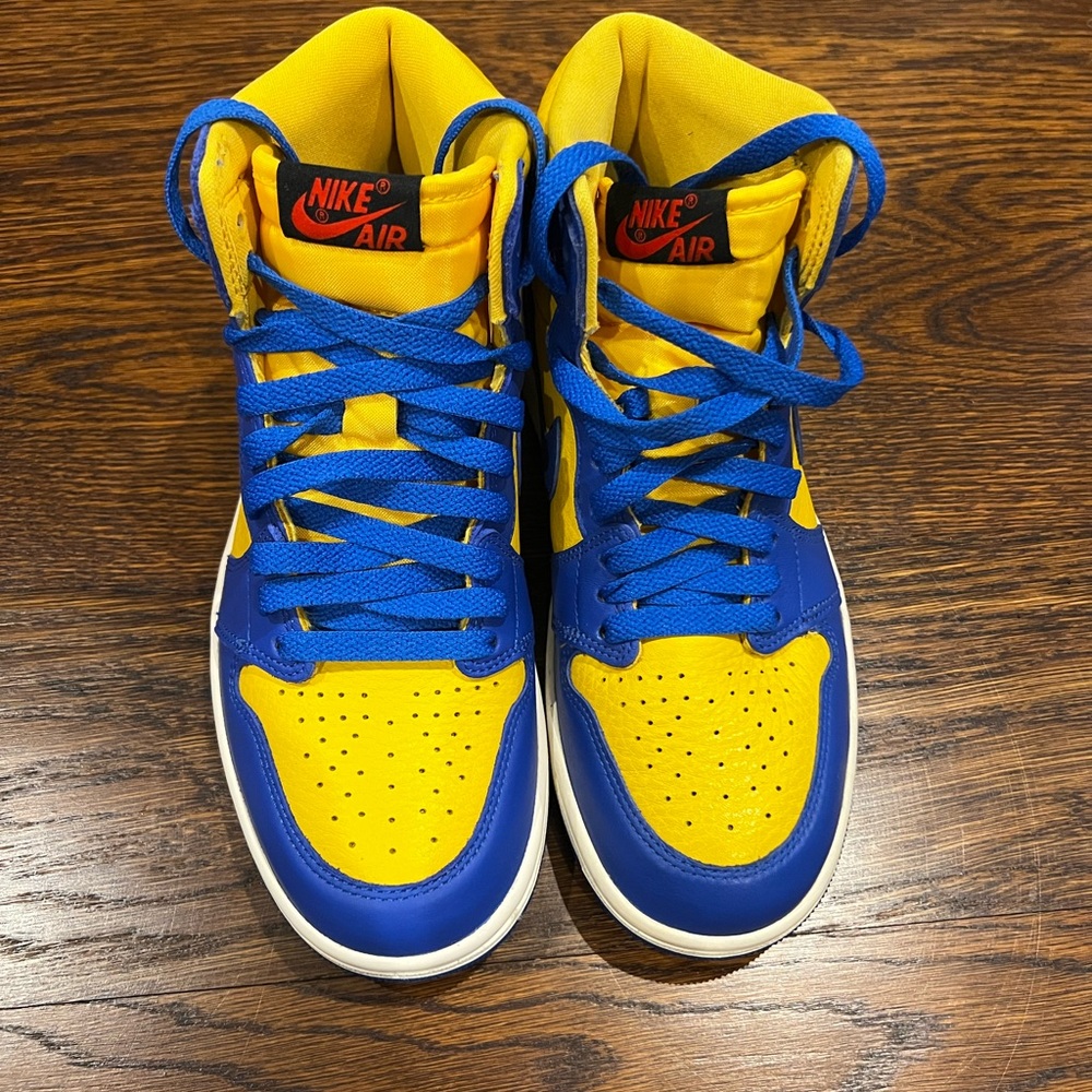 Women’s Nike Air Jordan High-Tops Blue and Yellow (with original packaging)